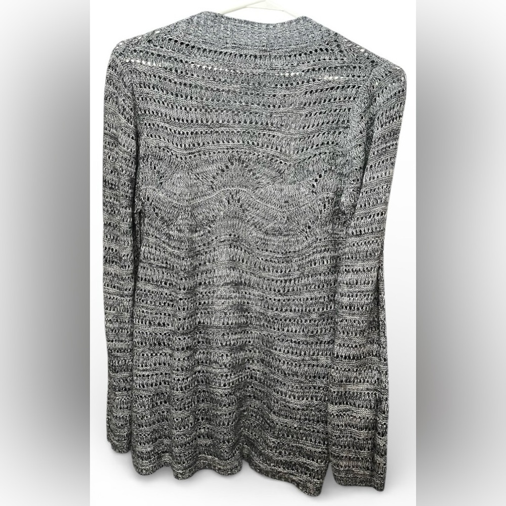 Belldini Open‎ Knit Cardigan Small Gray White Lightweight Long Sleeve - Picture 5 of 7